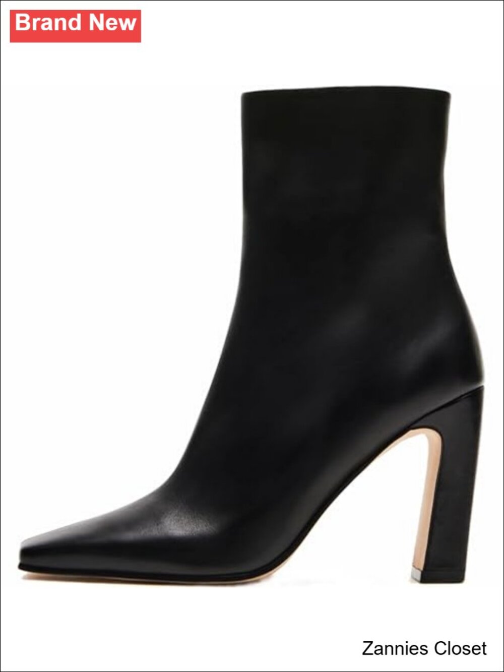 ✨ Ankle Boots for Women Square Toe Chunky Heeled Booties Faux Leather Zipper